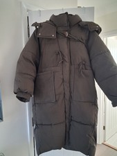 Womens Khaki Very Warm Hooded Puffa Coat