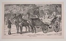 SIDNEY Park Phaeton (1878 Horse Carriage Driving Print Engraving)