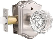 Vintage Diamond Crystal Door Knob with Lock,Privacy Door Handle for Bed Bath,Int
