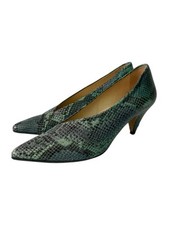 Ivylee Copenhagen Leather Snakeskin Kitten Heels Blue/Green - Size EU39