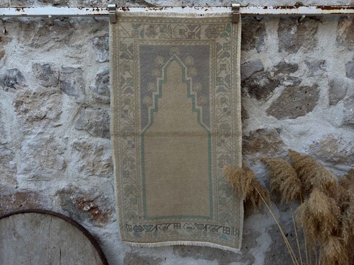 Hand woven small vintage - hand-woven, beige
