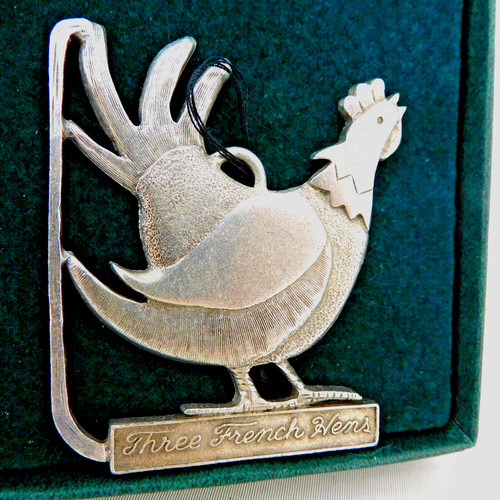 Pewter ornament french hen - ornament, 12