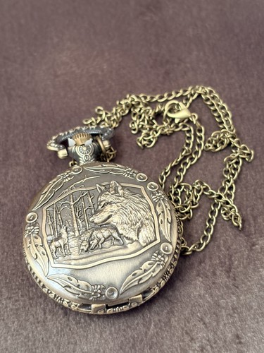 Steampunk wolf pocket watch - wolf,