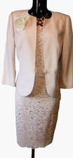 Jacques Vert rose lace dress/faux silk jacket Mother of the Bride suit 14