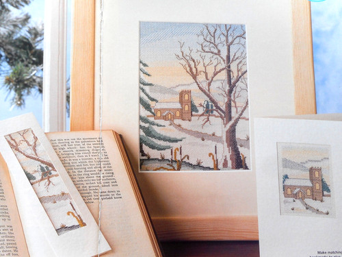 Snowy evening village scenes - snowy,