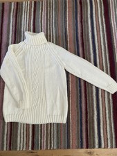 Ladies new hand knitted Aran polo neck jumper chest size 38”