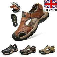 Mens Summer Sandals Sports Beach Leather Shoes Closed Toe Walking Hiking Sandals