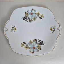 Vintage Windsor Bone China Sandwich Plate Floral Gold Rim
