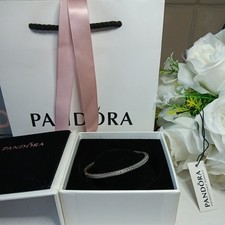 Genuine Beautiful Pandora Radiant Heart Pale brown coffee Bangle ALE Size 2