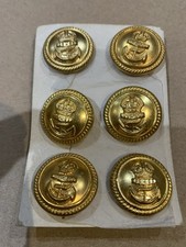 Royal Navy Officers 22MM Roped Rim Buttons X 6. Kings Crown By Gaunt.Rare