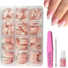 French False Nails Kit - 240Pcs Ombre Square Press on Nails Set - 12Sizes Medium