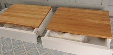 Pair Urbansize Mid Century Danish Style Oak & White Large Bedside Table Drawers