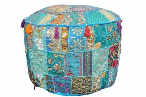 Indian ottoman pouf - indian, round