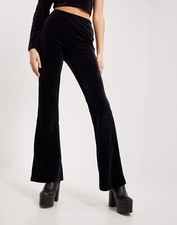 Only Play ONLSMOOTH Velvet Pants Black Wide Leg Flared Trouser All Sizes RRP £25