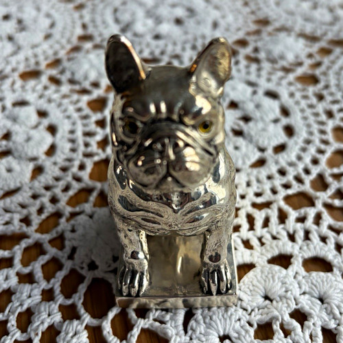 French bulldog silver pin - bulldog,