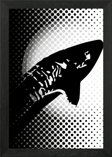 Salmon dark framed wall art - salmon,