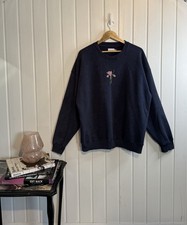 Topman Washed Navy Oversized Floral Sweatshirt - XL