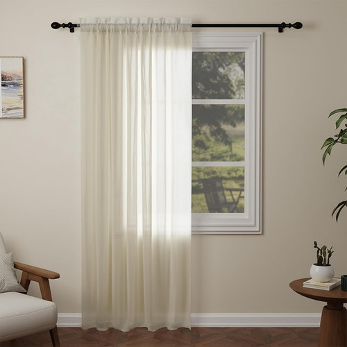 Cream voile curtains drop - cream,