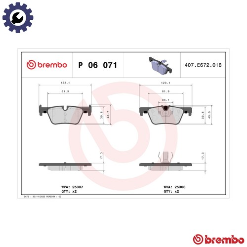 Brake pad set disc - brake, p