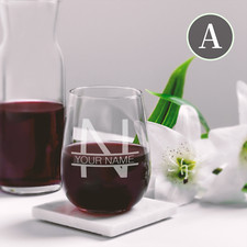 Personalised Engraved Stemless Wine Glass Personalised Gift Wine Glass