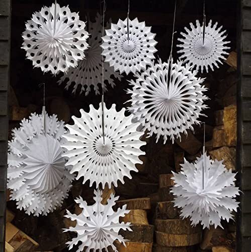 12x white christmas snowflake - christmas,