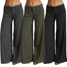 New Women's Low Waist Wide Legged Cotton Pants Laides Straight Leg Trousers!!