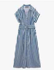 Blue And white striped Button