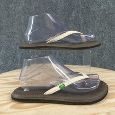 Sanuk Sandals Womens 7 Yoga Joy Flip Flop Cream Toe-Post Casual Comfort Flats