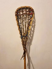 Retro/vintage wooden and leather Lacrosse Stick with black STX Lacrosse bag