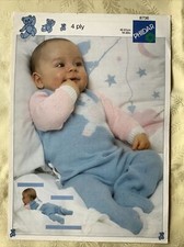 Phildar knitting pattern 8736. Teddy bear Intarsia jumpsuit in 4 ply 16-20”