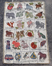 Vintage Hand Woven Traditional Kashmiri Alphabet Kilim Rug Carpet 87x60 cm