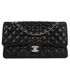 Chanel Black Calfskin Medium Classic Double Flap Shoulder Bag 116372