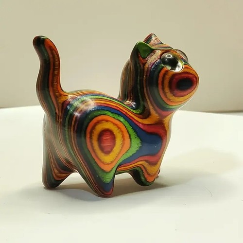 Wooden cat statue - cat, colourful