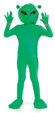 Kids Alien Costume S - S 4-6 Boys Girls Green Martian Fancy Dress  Space UFO -36