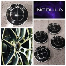 BMW ALLOY WHEEL BLACK CENTRE CAPS 68mm SET OF 4. 