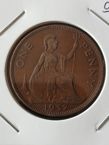 1937 one penny coin 08 - uk, #08