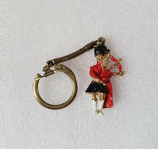 Rare Vintage Scottish Bagpipes Player Keyring Retro
