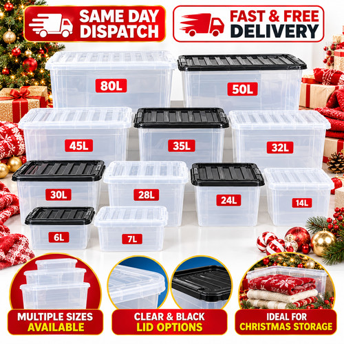 Clear plastic storage - plastic, boxes