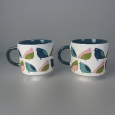 Habitat Bird Mugs x 2 Bone China 8.5 x 7 cm Coffee Tea VGC
