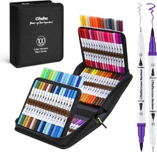Ohuhu Colouring Pens 100 Colours, Dual Tip Brush Pens Felt Tip Pens, Art Marker