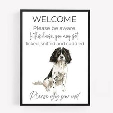 Welcome to our Home springer spaniel Dog Print Picture Funny gift Unframed a4a5