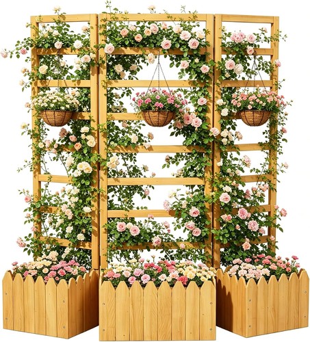 Folding wooden planter with - folding,