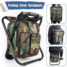 2 in 1 Oxford Fishing Tackle Backpack Bag Camping Foldable Stool Seat Chair Set