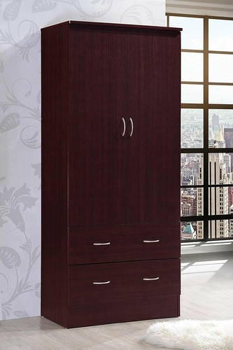 Mahogany finish wooden armoire - finish,