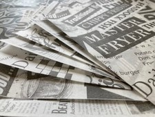 Newsprint Design greaseproof paper  Fish and chip takeaway,newspaper Free P&P  