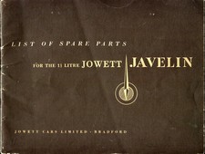 Jowett Javelin original official List of Spare Parts May 1948