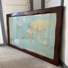 Vintage Large Oak Framed World