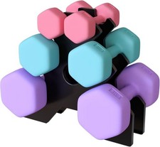 Hexagon Dumbbell w/ Storage Rack For Auction for Home Gym Weight Set of 6