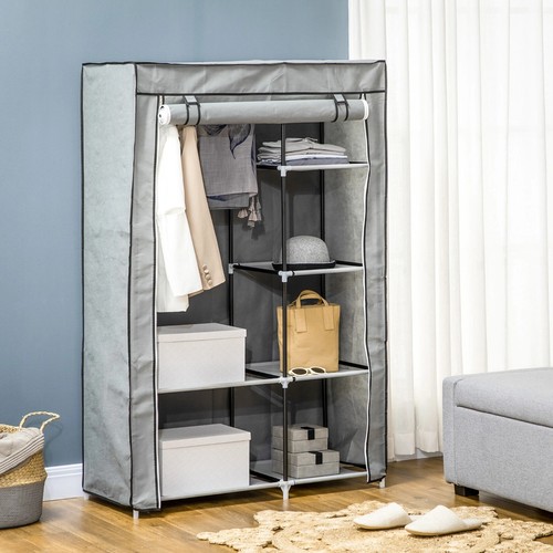 Grey open wardrobe cover - open,