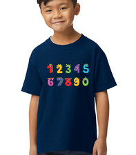 NUMBER DAY MONSTER KIDS T SHIRT MATHS SCHOOL CHILDRENS BOYS GIRLS TOP
